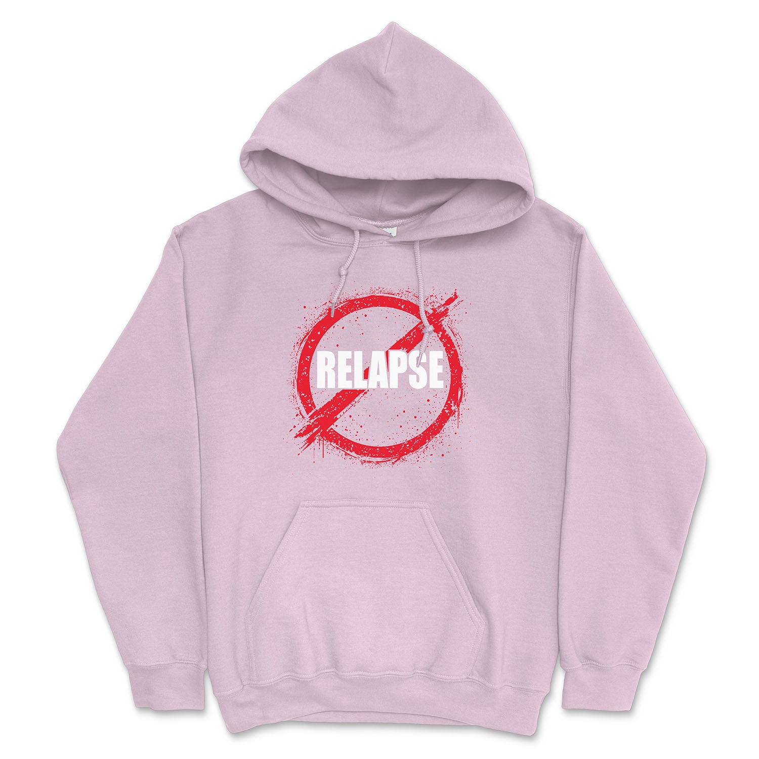 Light purple hoodie with 'No Relapse' graphic on a white background